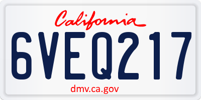 CA license plate 6VEQ217