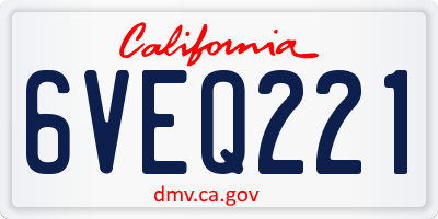 CA license plate 6VEQ221