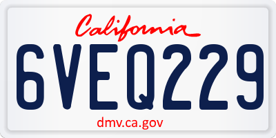 CA license plate 6VEQ229