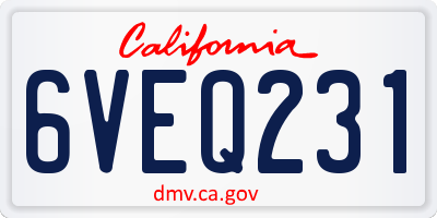 CA license plate 6VEQ231