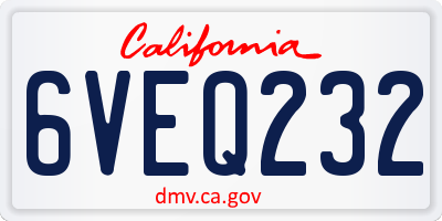 CA license plate 6VEQ232