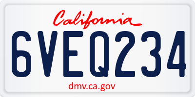CA license plate 6VEQ234