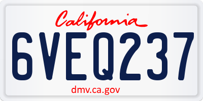 CA license plate 6VEQ237