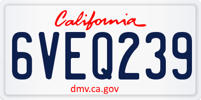 CA license plate 6VEQ239