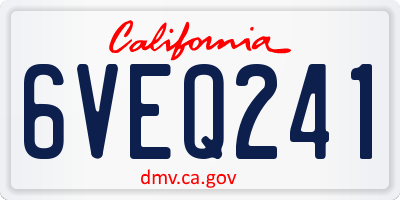 CA license plate 6VEQ241