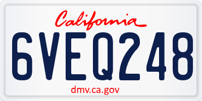 CA license plate 6VEQ248