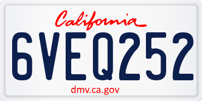 CA license plate 6VEQ252