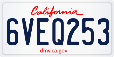 CA license plate 6VEQ253
