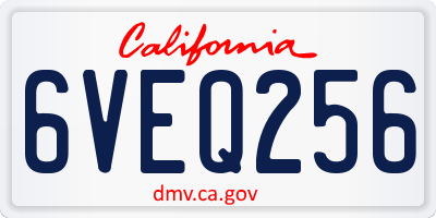 CA license plate 6VEQ256