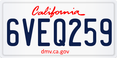 CA license plate 6VEQ259