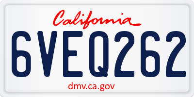 CA license plate 6VEQ262