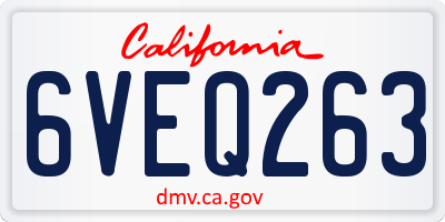 CA license plate 6VEQ263