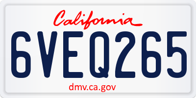 CA license plate 6VEQ265