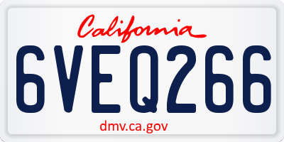 CA license plate 6VEQ266