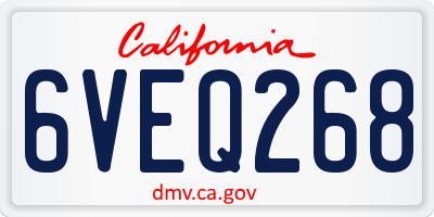 CA license plate 6VEQ268