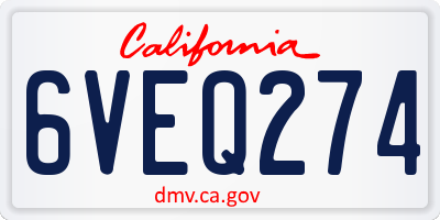 CA license plate 6VEQ274