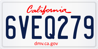 CA license plate 6VEQ279