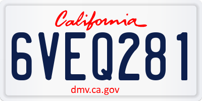 CA license plate 6VEQ281