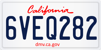 CA license plate 6VEQ282