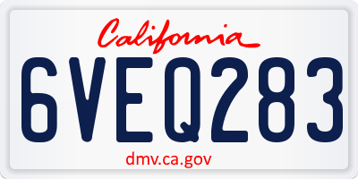 CA license plate 6VEQ283