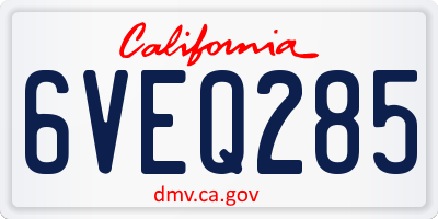 CA license plate 6VEQ285