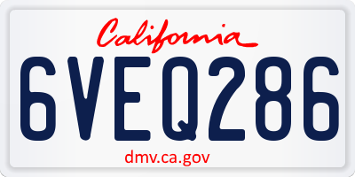 CA license plate 6VEQ286