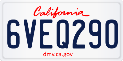 CA license plate 6VEQ290