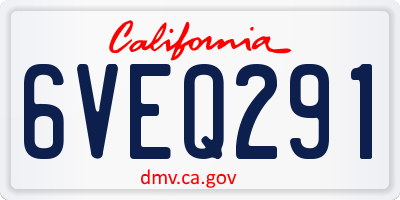 CA license plate 6VEQ291