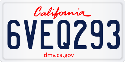 CA license plate 6VEQ293
