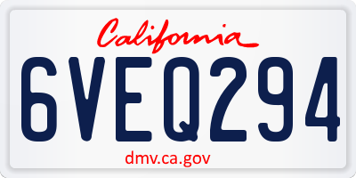 CA license plate 6VEQ294