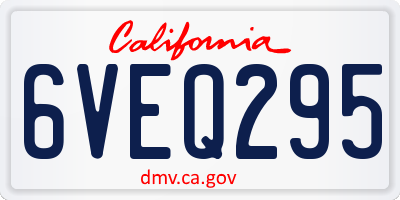 CA license plate 6VEQ295