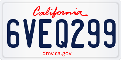 CA license plate 6VEQ299