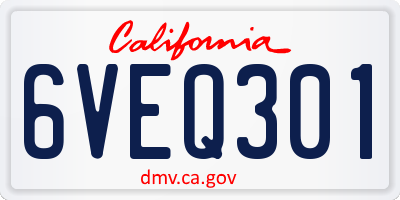 CA license plate 6VEQ301