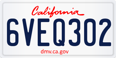 CA license plate 6VEQ302