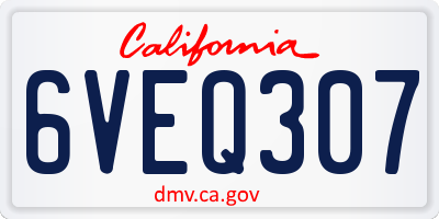CA license plate 6VEQ307