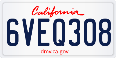CA license plate 6VEQ308
