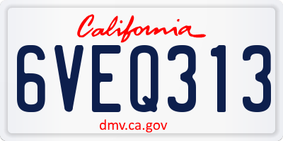 CA license plate 6VEQ313