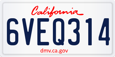 CA license plate 6VEQ314