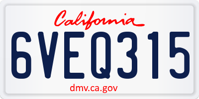 CA license plate 6VEQ315