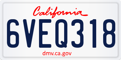CA license plate 6VEQ318