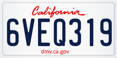 CA license plate 6VEQ319