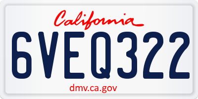 CA license plate 6VEQ322