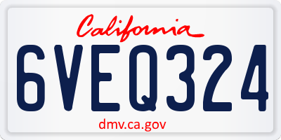 CA license plate 6VEQ324