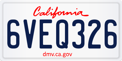 CA license plate 6VEQ326