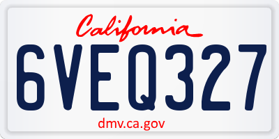 CA license plate 6VEQ327