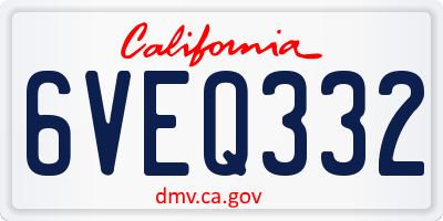 CA license plate 6VEQ332