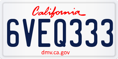 CA license plate 6VEQ333
