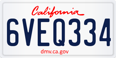 CA license plate 6VEQ334