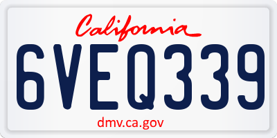 CA license plate 6VEQ339