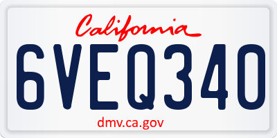 CA license plate 6VEQ340